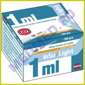 INSU/LIGHT - Seringă pentru insulină cu ac detasabil, 1 ml, 27G - 0,4x12,7 mm, 100 buc